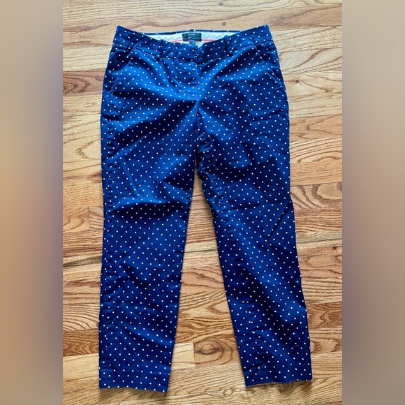 J Crew Cafe Capri - Size 4 - Blue with White Polka Dots - Picture 1 of 10